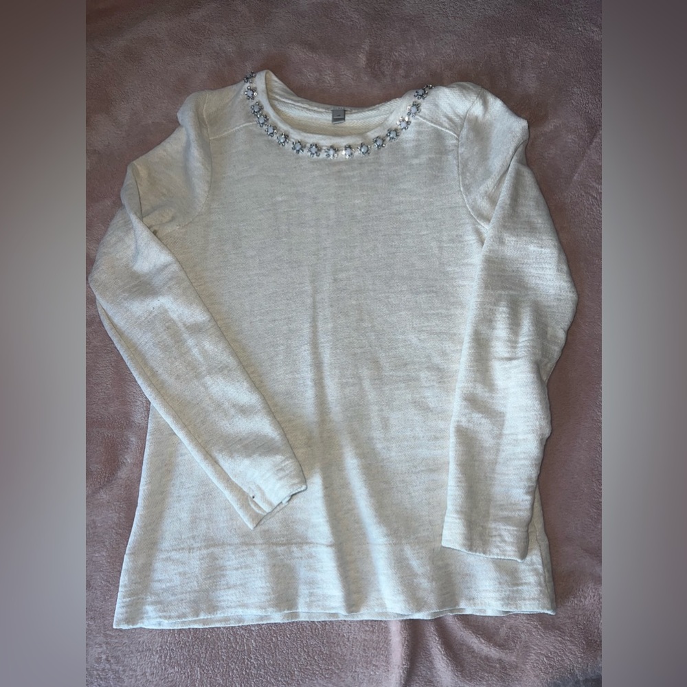Jeweled Crew Neck Sweater from J. Crew